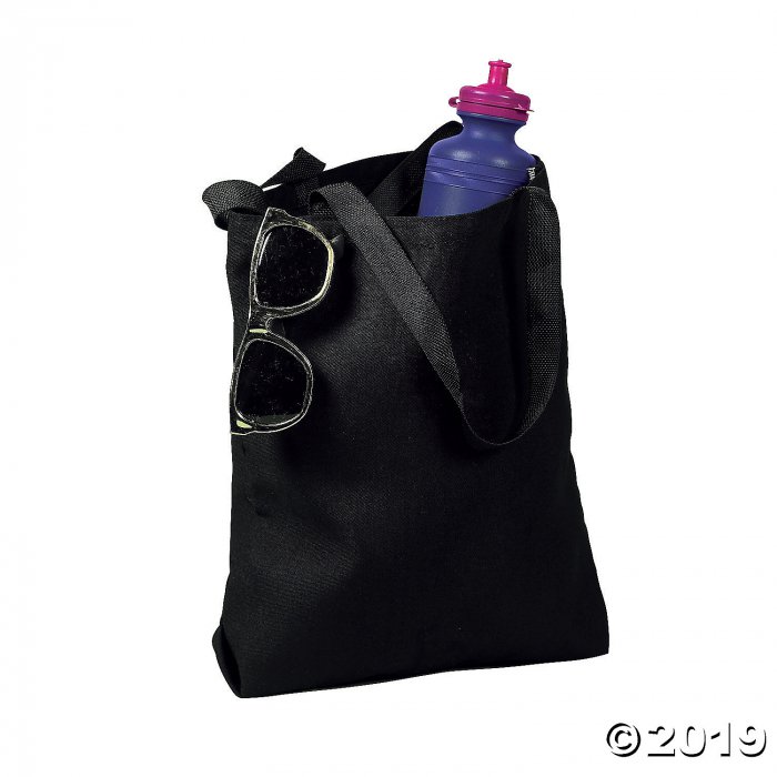 Medium Black Canvas Tote Bags (Per Dozen)