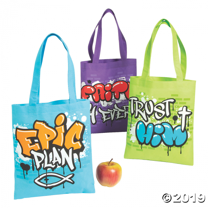 Jesus Graffiti Tote Bags (Per Dozen)