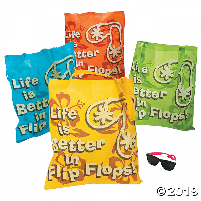 Large Life Is Better in Flip Flops Tote Bags (Per Dozen)