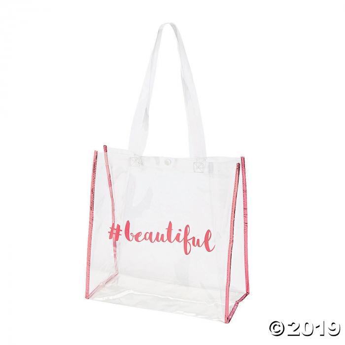 Bridal Party Clear Tote Bags with Pink Trim (6 Piece(s))