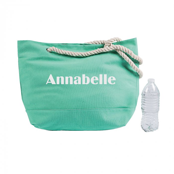 Personalized Mint Green Tote Bag with Rope Handles (1 Piece(s))