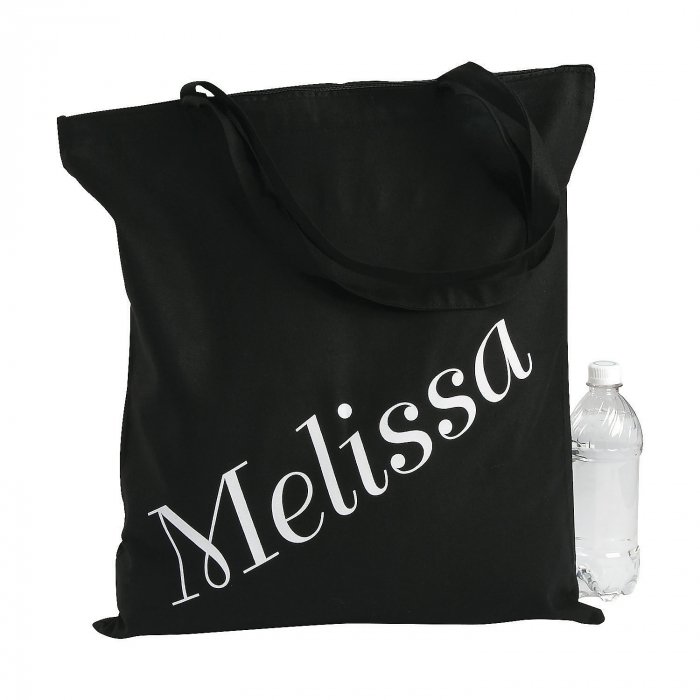 Personalized Large Black Name Canvas Tote Bag (1 Piece(s))