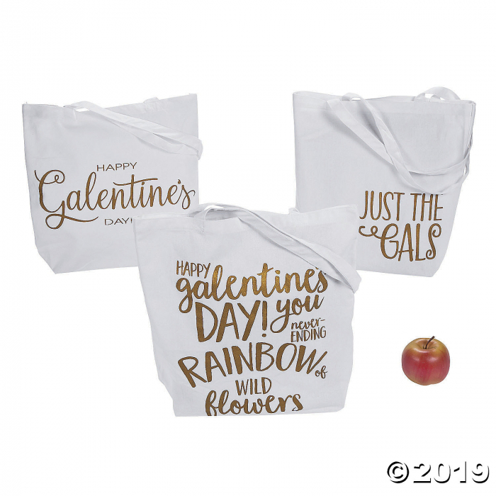 Large Happy Galentine's Day Canvas Tote Bags (Per Dozen)