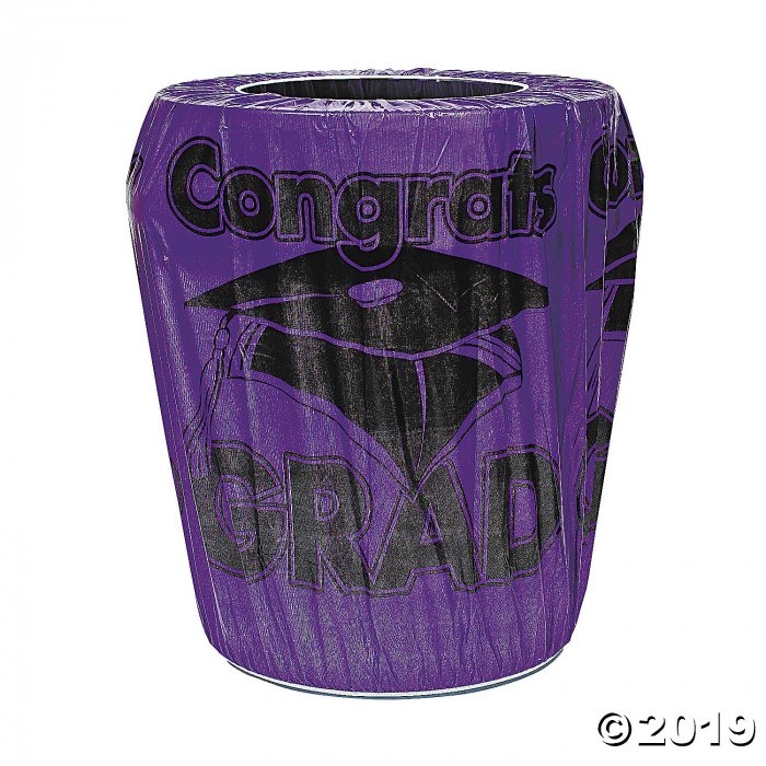 Purple Congrats Grad Graduation Plastic Trash Can Cover