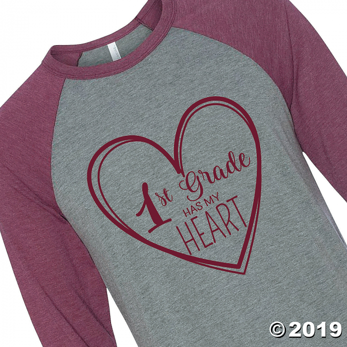 1st Grade Has My Heart Adult's Baseball T-Shirt - Large (1 Piece(s))