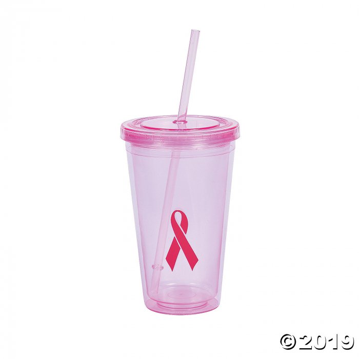 Pink Ribbon Tumbler with Straw (1 Piece(s))