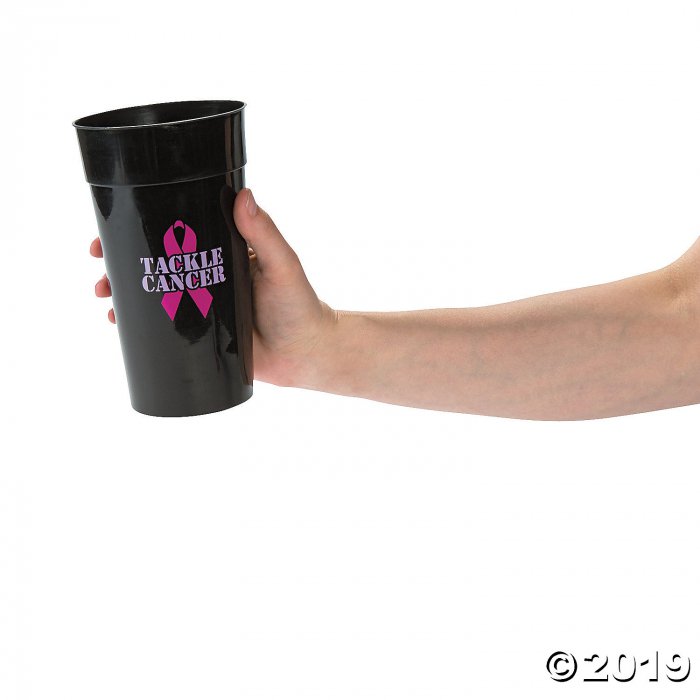 Tackle Cancer" Breast Cancer Awareness Plastic Tumblers (Per Dozen)