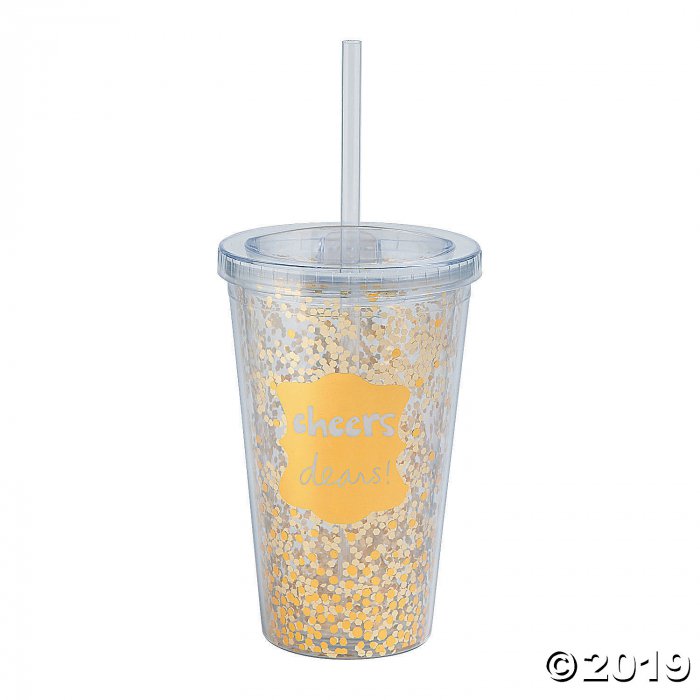 Gold Cheers Tumbler with Straw & Lid (1 Piece(s))