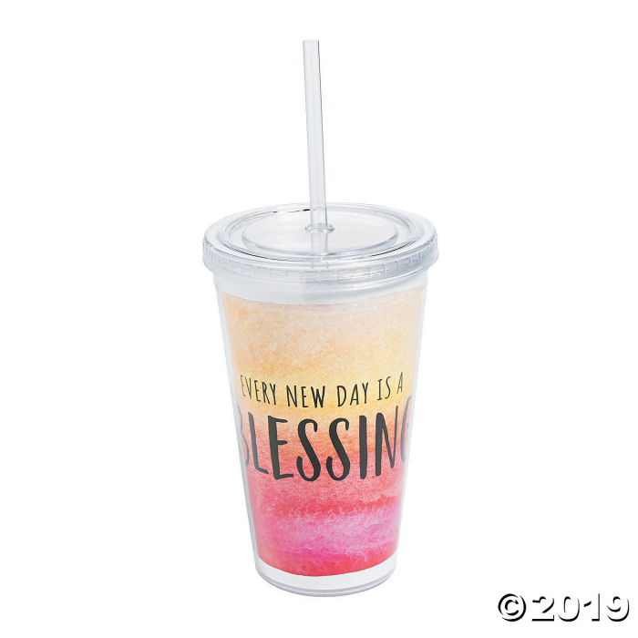 Plastic Blessing Tumbler with Lid & Straw (1 Piece(s))