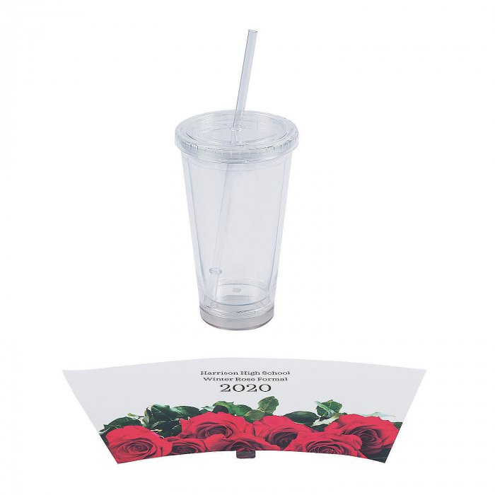Personalized Rose Tumbler with Straw (1 Piece(s))