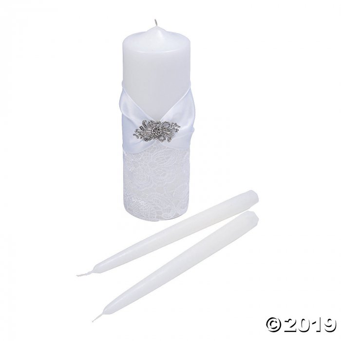 Lillian Rose White Lace Unity Candle Set (1 Unit(s))