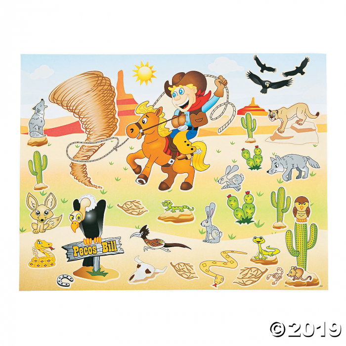 Pecos Bill Sticker Scenes (Makes 12)