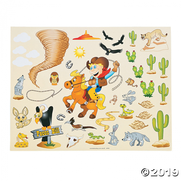 Pecos Bill Sticker Scenes (Makes 12)