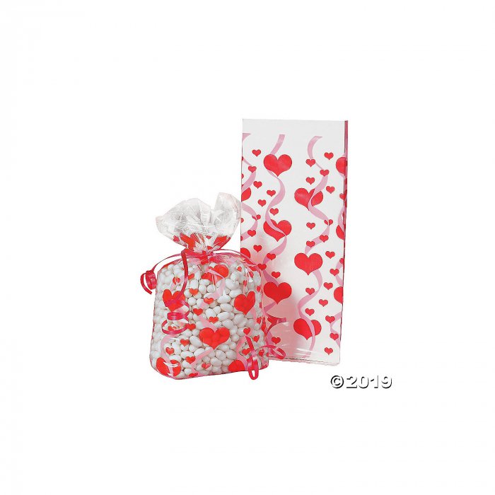 Heart Print Cellophane Bags (Per Dozen)