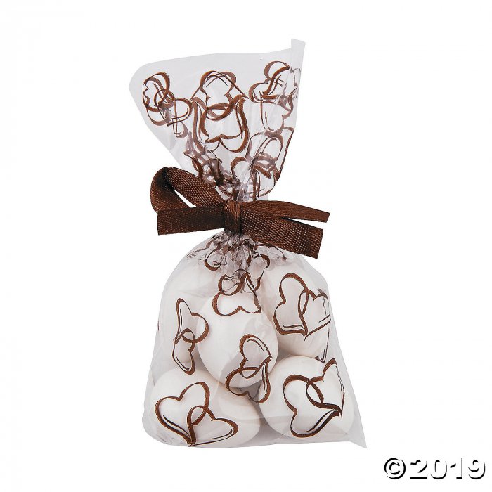 Mini Chocolate Brown Two Hearts Cellophane Bags (25 Piece(s))