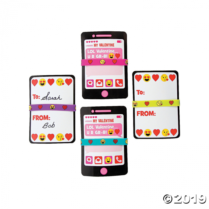Valentine Emoji Bracelets & Exchange Cards (24 Piece(s)) Valentine Emoji Bracelets & Exchange Cards (24 Piece(s))