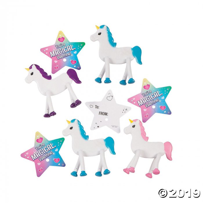 Valentine's Day Unicorn Bendables with Giveaway Cards (24 Piece(s))
