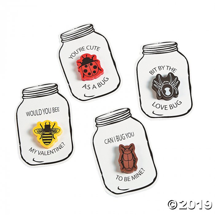 Bug Jar Eraser Valentine Cards (24 Piece(s))