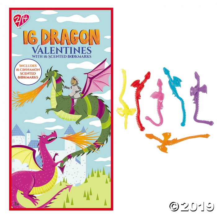 Flame Dragons Valentines with Scented Bookmarks & Mini Sticky Dragons on a String (16 Piece(s)) Flame Dragons Valentines with Scented Bookmarks & Mini Sticky Dragons on a String (16 Piece(s))