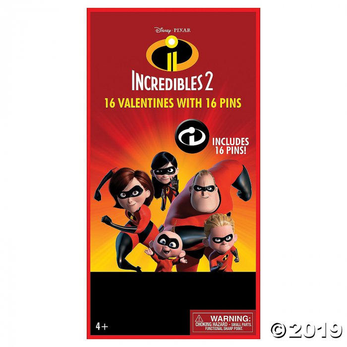The Incredibles 2 Valentines with Pins (16 Piece(s))