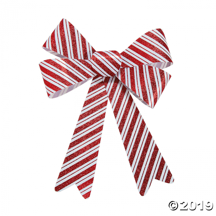 Christmas Striped Glitter Bows (2 Piece(s)) Christmas Striped Glitter Bows (2 Piece(s))