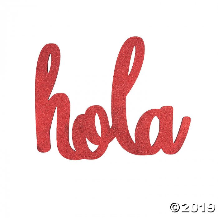 Red Glitter Hola Sign (1 Piece(s))