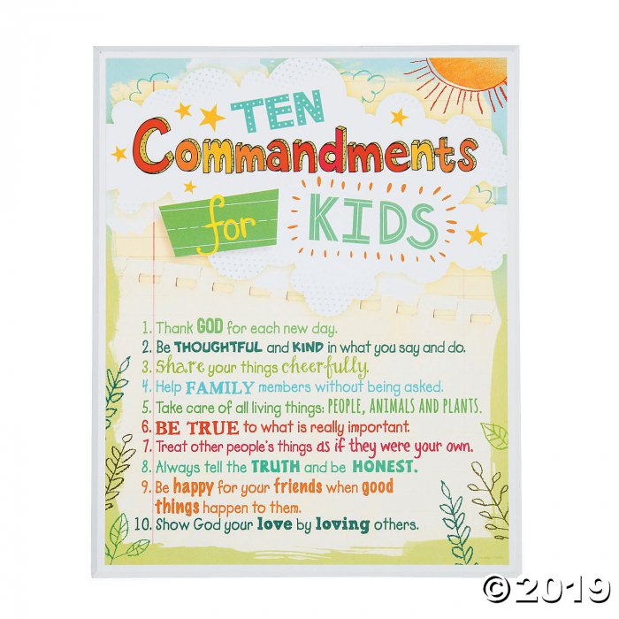 Ten Commandments for Kids Plaque (1 Piece(s))