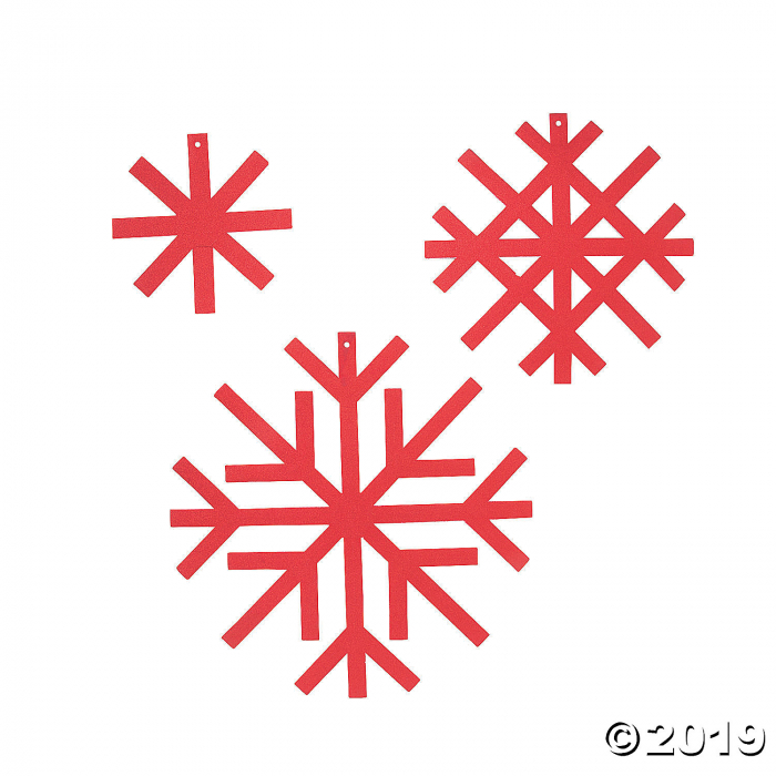 Red Snowflake Glitter Decorations (6 Piece(s))