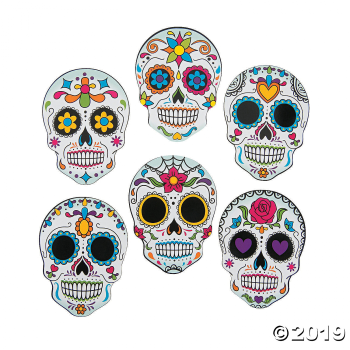 Day of the Dead Mini Skull Cutouts (Per Dozen)