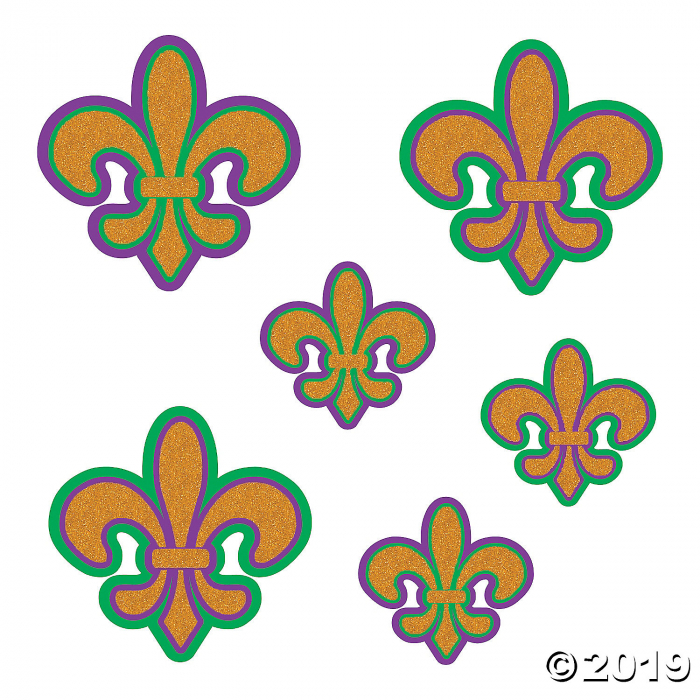 Glitter Fleur de Lis Mardi Gras Cutouts (6 Piece(s))