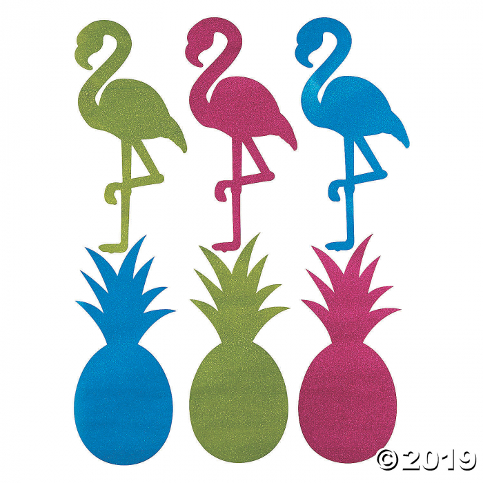 Large Luau Glitter Pineapple Flamingo Cutouts (1 Set(s))