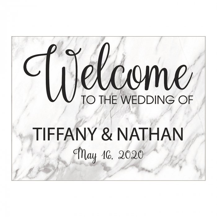 Personalized White Marble Welcome Sign (1 Piece(s))