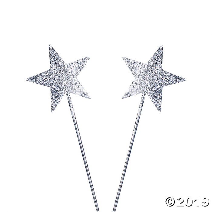 Silver Glittery Star Wands (Per Dozen)
