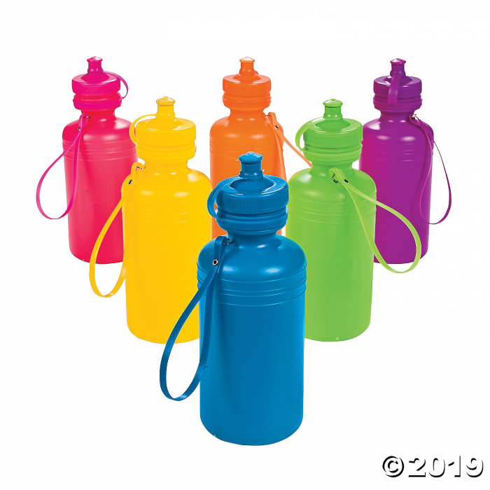 Neon Plastic Water Bottles (Per Dozen)