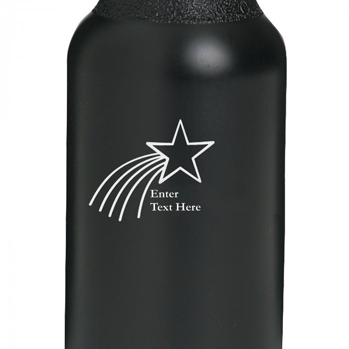Opaque Black Shooting Star Personalized Plastic Water Bottles (50 Piece(s))