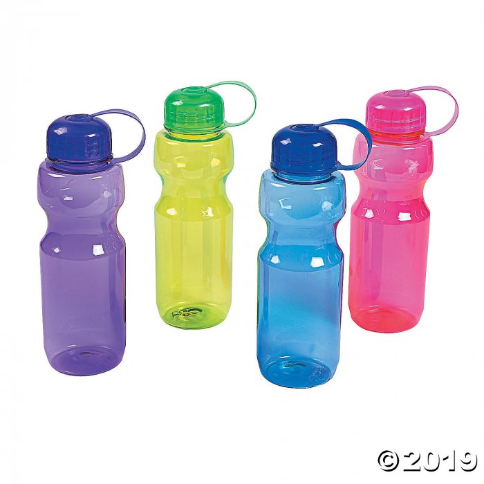 Colorful Contoured Plastic Water Bottles (Per Dozen)