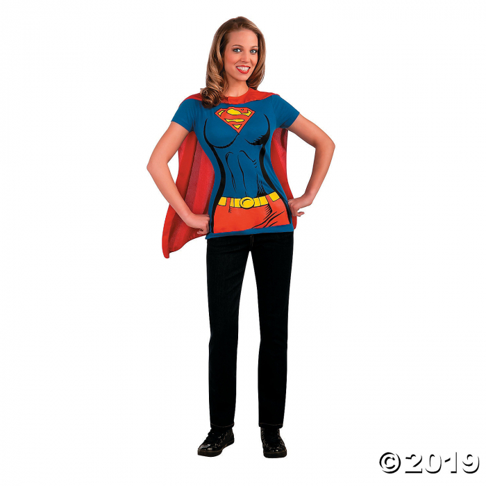 Women's Supergirl Shirt Costume with Cape - Extra Small (1 Set(s))