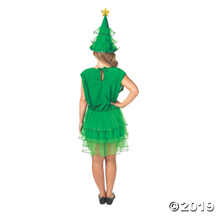 Women's Christmas Tree Dress and Hat Costume (1 Set(s))