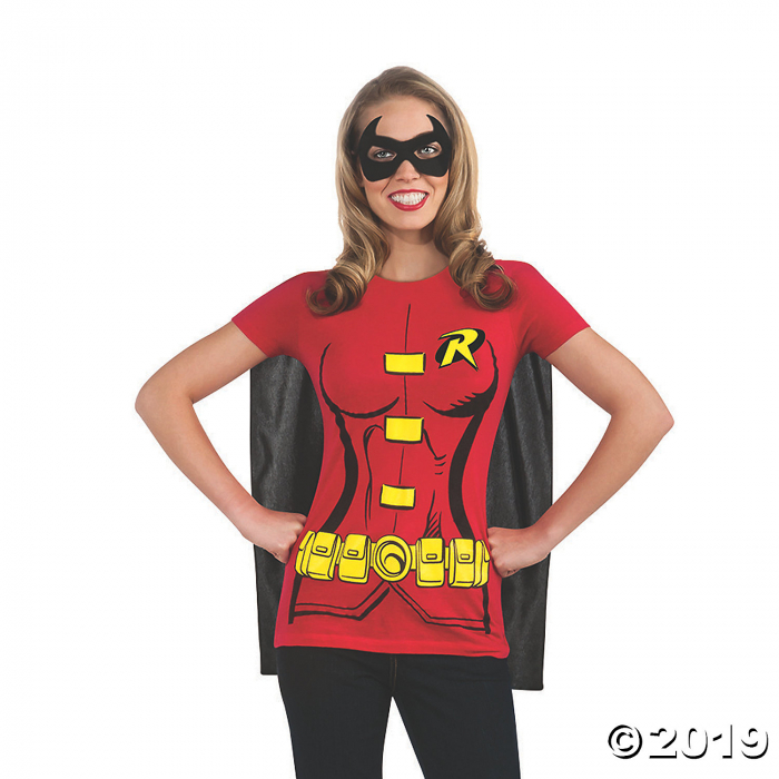 Women's Robin T-Shirt with Cape Costume - Extra Large (1 Piece(s)) Women's Robin T-Shirt with Cape Costume - Extra Large (1 Piece(s))