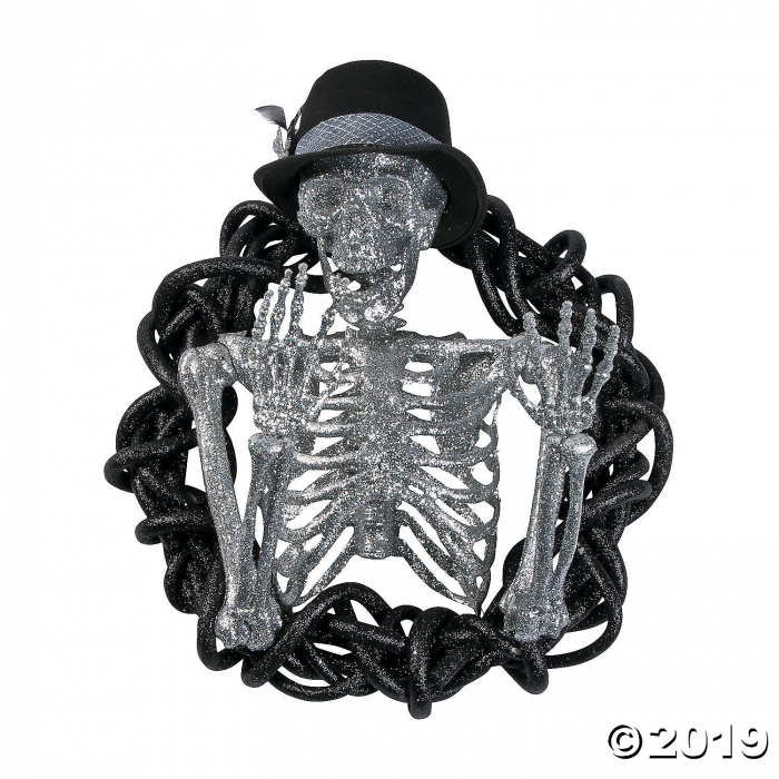 Glittered Skeleton Wreath Halloween Decoration (1 Piece(s))