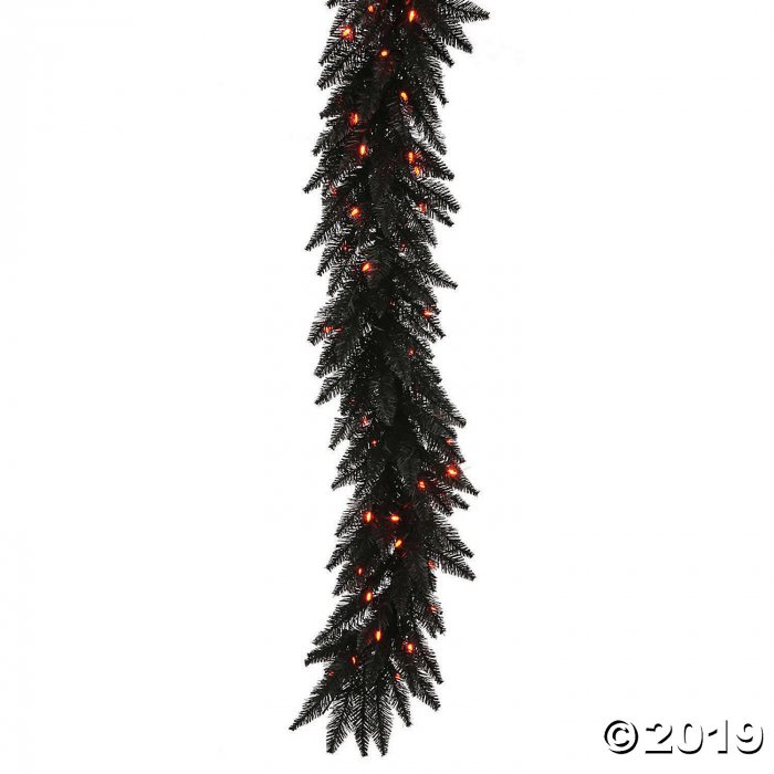 Vickerman 9' Black Fir Christmas Garland with Orange LED Lights (1 Piece(s))