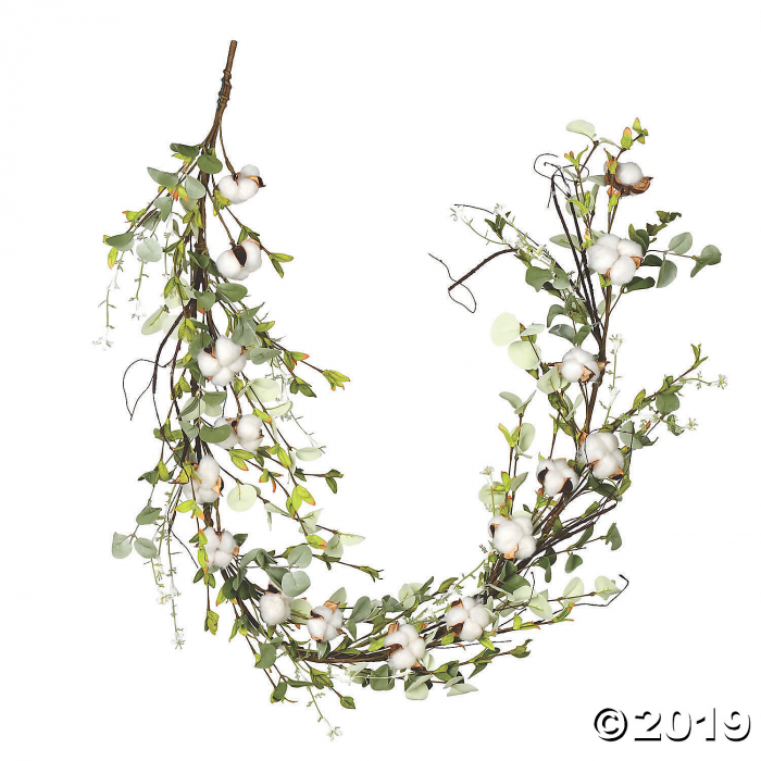 Vickerman 66" Artificial White Cotton Mixed Greenery Garland (1 Piece(s)) Vickerman 66" Artificial White Cotton Mixed Greenery Garland (1 Piece(s))