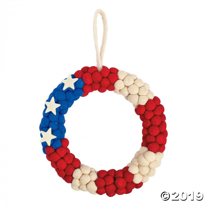 Patriotic Pom-Pom Wreath (1 Piece(s))