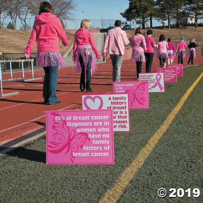 Pink Awareness Ribbon Facts Yard Signs (6 Piece(s))