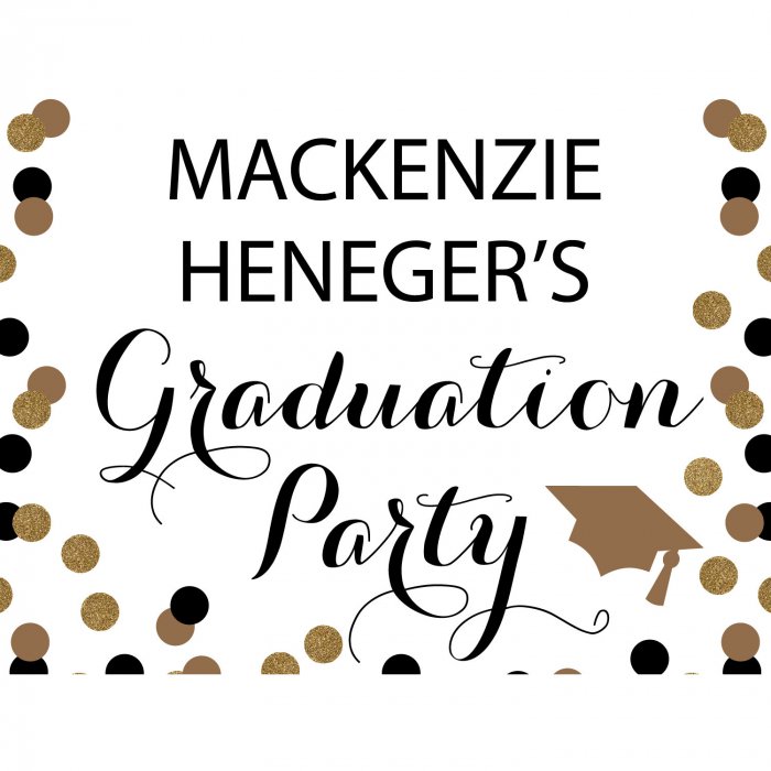 Personalized Black & Gold Graduation Yard Sign (1 Piece(s))