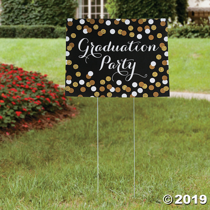 Black & Gold Graduation Yard Sign (1 Piece(s))