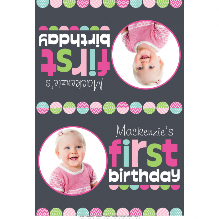 1st Birthday Chalkboard Custom Photo Girl Yard Sign (1 Piece(s))