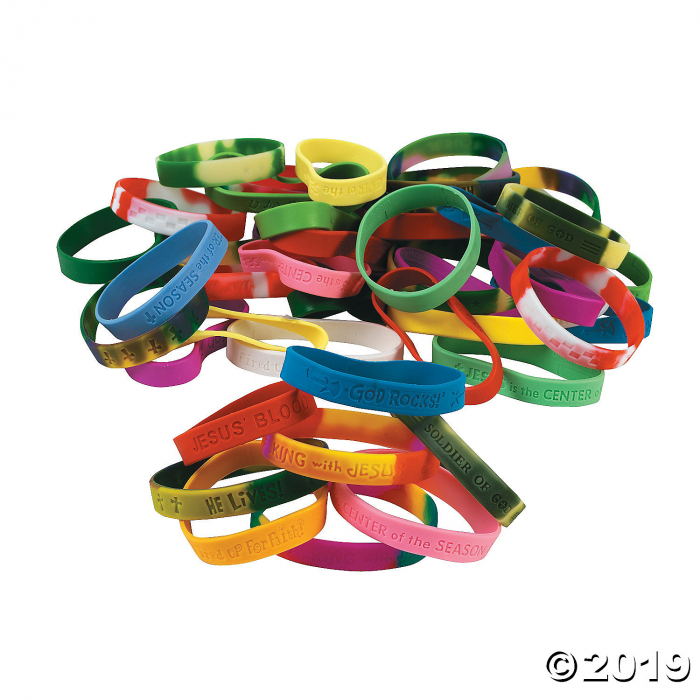Religious Sayings Rubber Bracelet Mega Assortment (100 Piece(s))