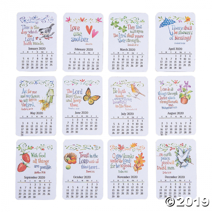 2020 Religious Monthly Calendar Magnets (Per Dozen)