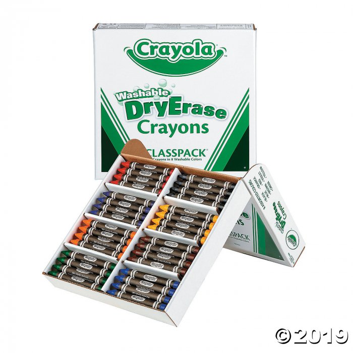 8-Color Crayola® Washable Dry Erase Crayons Classpack - 96 Pc